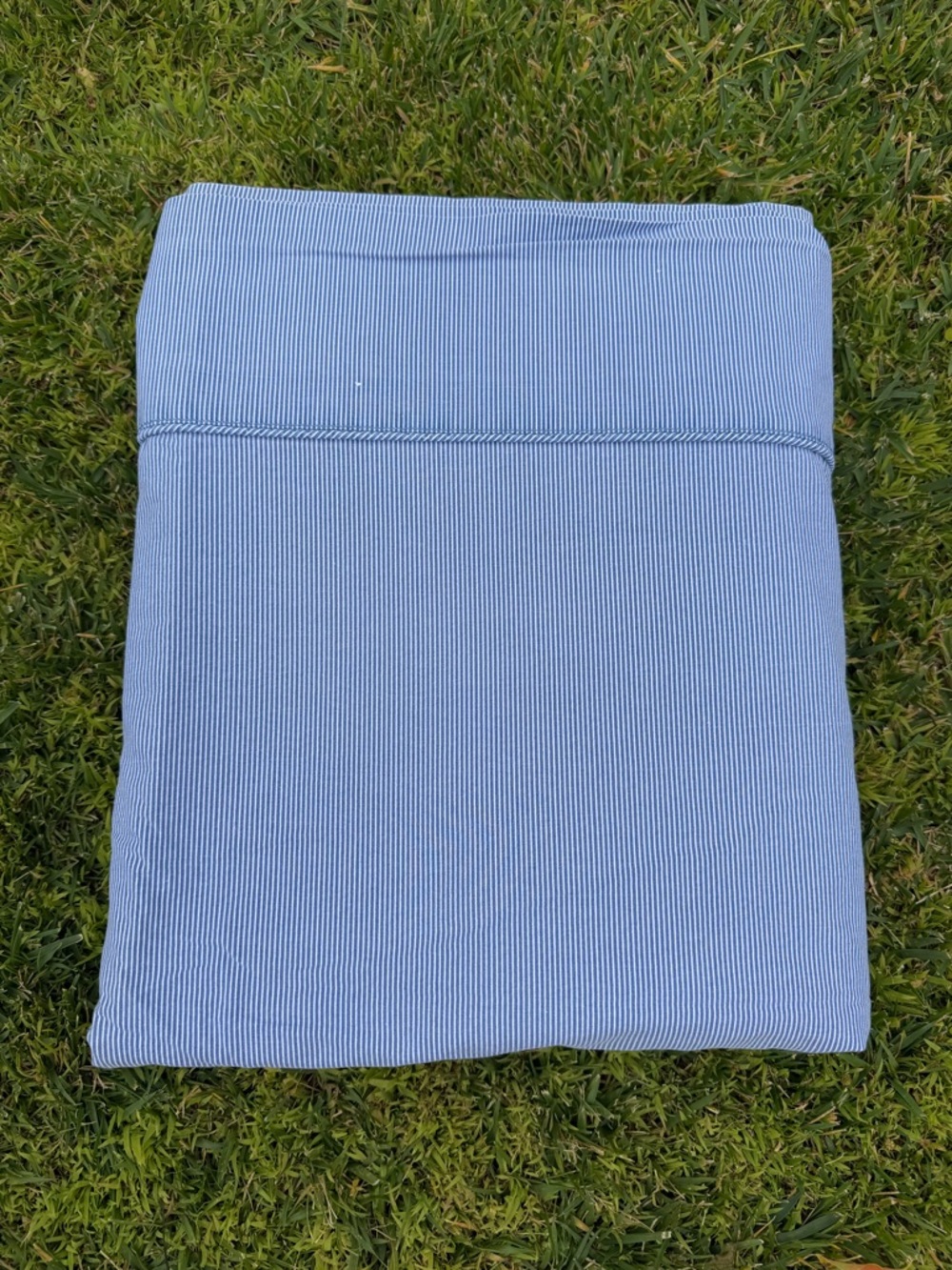 Vintage Lauren Ralph Lauren Cape May Narrow Blue Stripe Queen Flat Sheet USA GUC